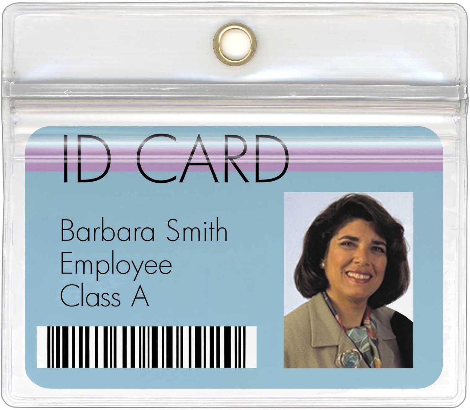 StoreSMART - 5 Pack - ID/Badge Holder - Zipper and Metal Grommet - Clear Plastic - Open Long Horizontal - R1634ZIPL-5
