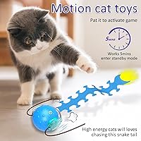 Vista 3 de Interactive Cat Toys Ball for Indoor Cats Fast Rolling on Carpet, Chirping & Motion Activate Cat Toys (Blue Centipede)
