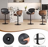 Vista 6 de Soohow Juego de 2 taburetes de bar ajustables, ergonómicos y modernos con respaldo para isla de cocina, taburete de bar de piel sintética