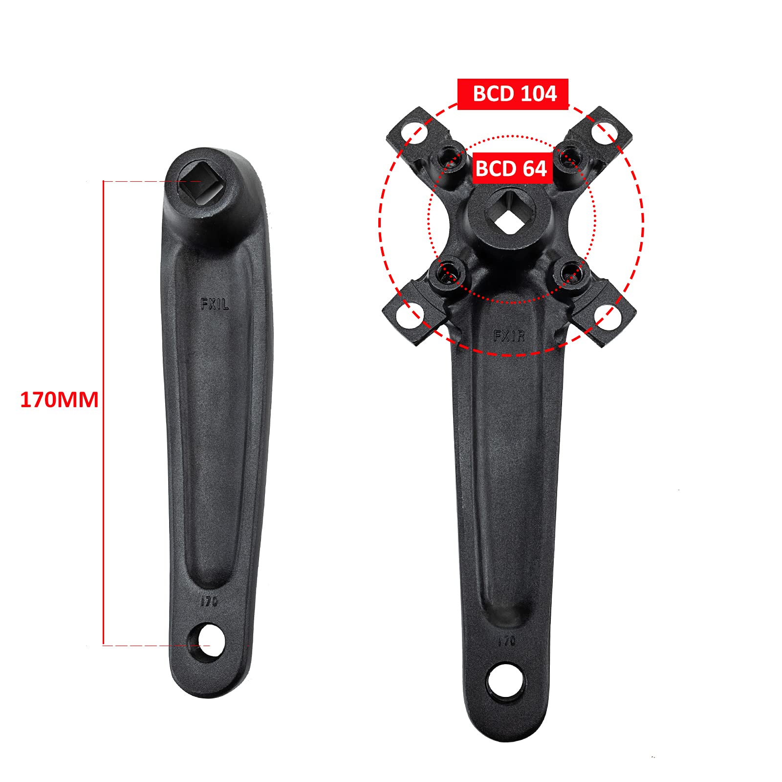 Amazon | BUCKLOS MTB クランクセット スクエアテーパー 22/24