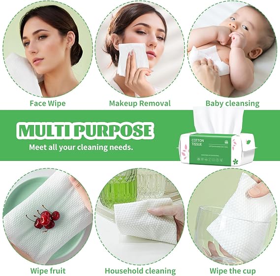 Disposable Face Towel, 600 Count Biodegradable Face Towels, for Washing Soft Cotton Dry Wipes Facial Cloths Towelettes for Washing and Drying