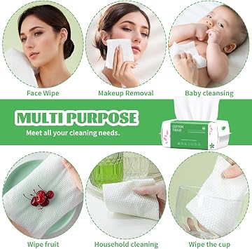 Disposable Face Towel, 600 Count Biodegradable Face Towels, for Washing Soft Cotton Dry Wipes Facial Cloths Towelettes for Washing and Drying