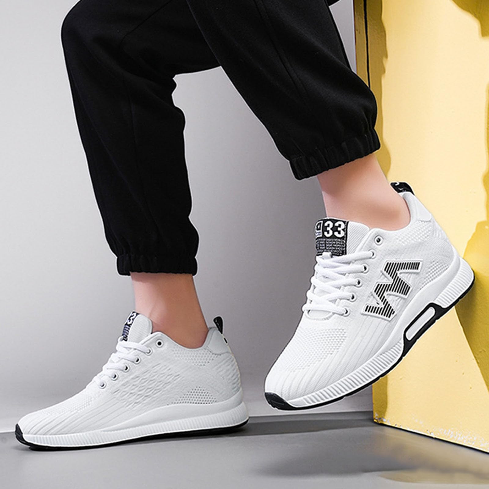 Zapatos con Alzas para Hombre, Zapatillas Deportivas Informales de Malla, Ligeras, Transpirables, con Cordones y tacón de elevación Oculto para Hombre de cm. # L