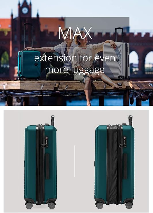HAUPTSTADTKOFFER - MITTE - Large Check-in Trolley, Hard Shell Suitcase with Extension, TSA, 4 Double Spinner, 76 cm, 138 L, Turquoise