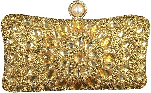 Boutique De FGG Bolsos de mano de cristal con cierre de perlas para mujer bolsos de noche bolsa de diamantes de imitación para fiesta de boda Negro,