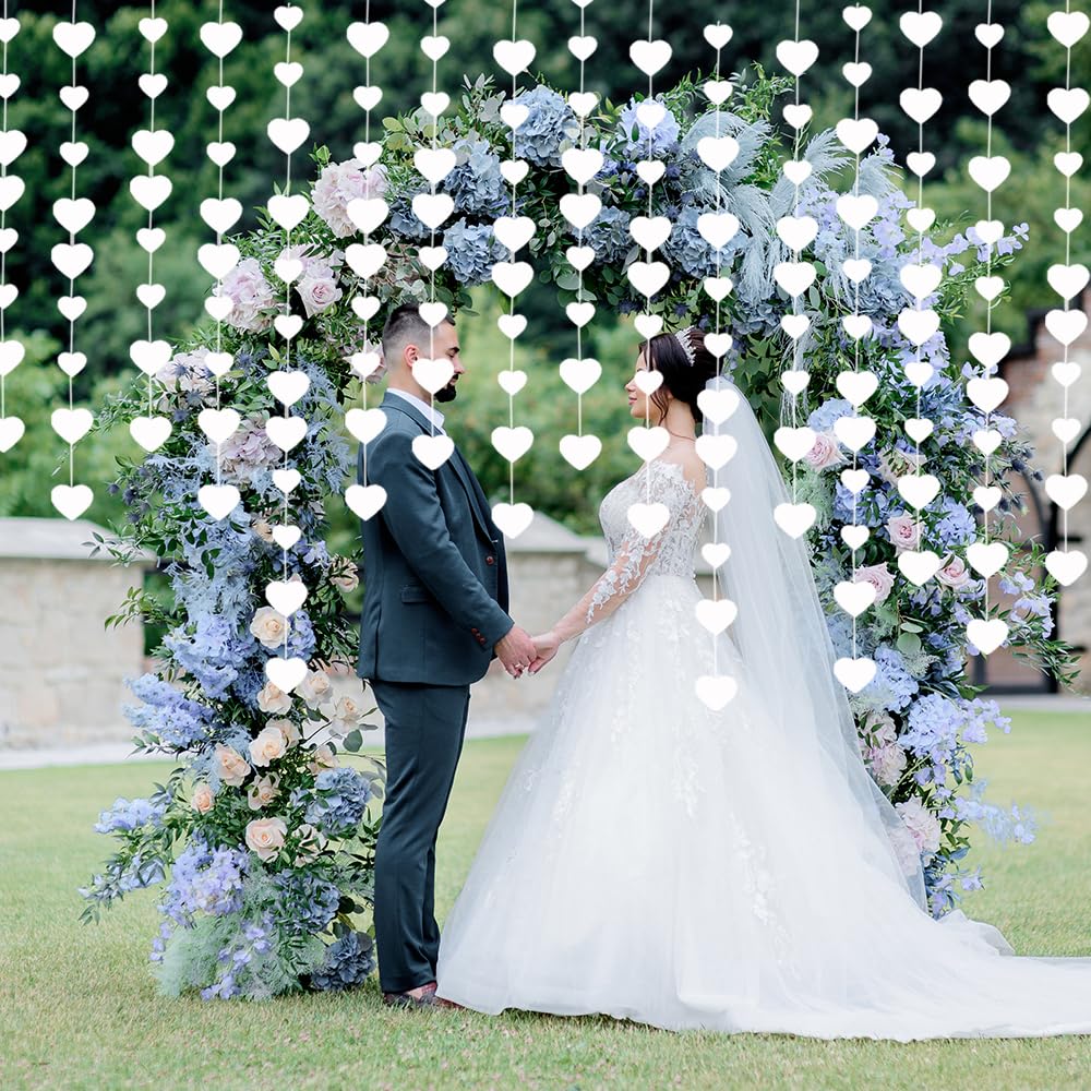 Glamifyr 4 guirnaldas de papel de boda de 52 pies, guirnalda decorativa con forma de corazón, guirnalda decorativa de boda, guirnalda para compromiso, aniversario, boda, día de San Valentín, fiesta de
