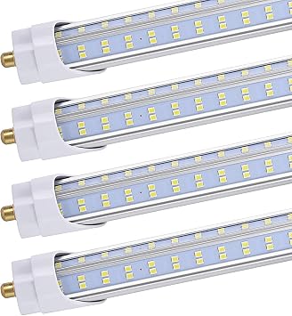 10PCS,8 FT LED Bulbs, 120W 19000lm 5000K Daylight, Super Bright, T8 T10 T12 LED Tube Lights, FA8 Single Pin LED Lights,V Shape, Clear Cover, 8 Foot LED Bulbs