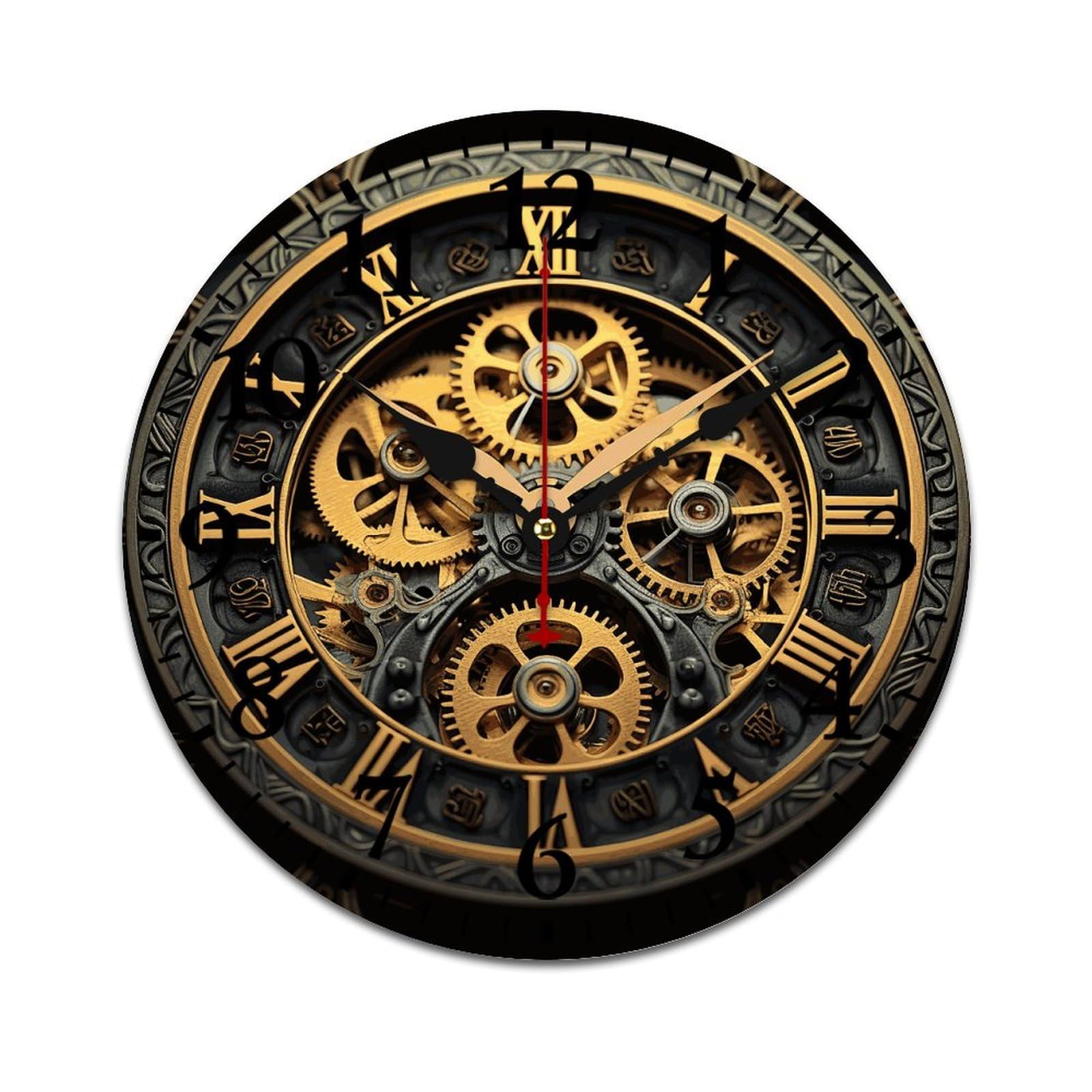 NTVOWPZO 10 Inch Wall Clock Wooden Clock Gear Battery Operated Wall Clocks Silent Non-Ticking Square Wall Clock for Living Room Kitchen Home Office Wall Decorative Clocks