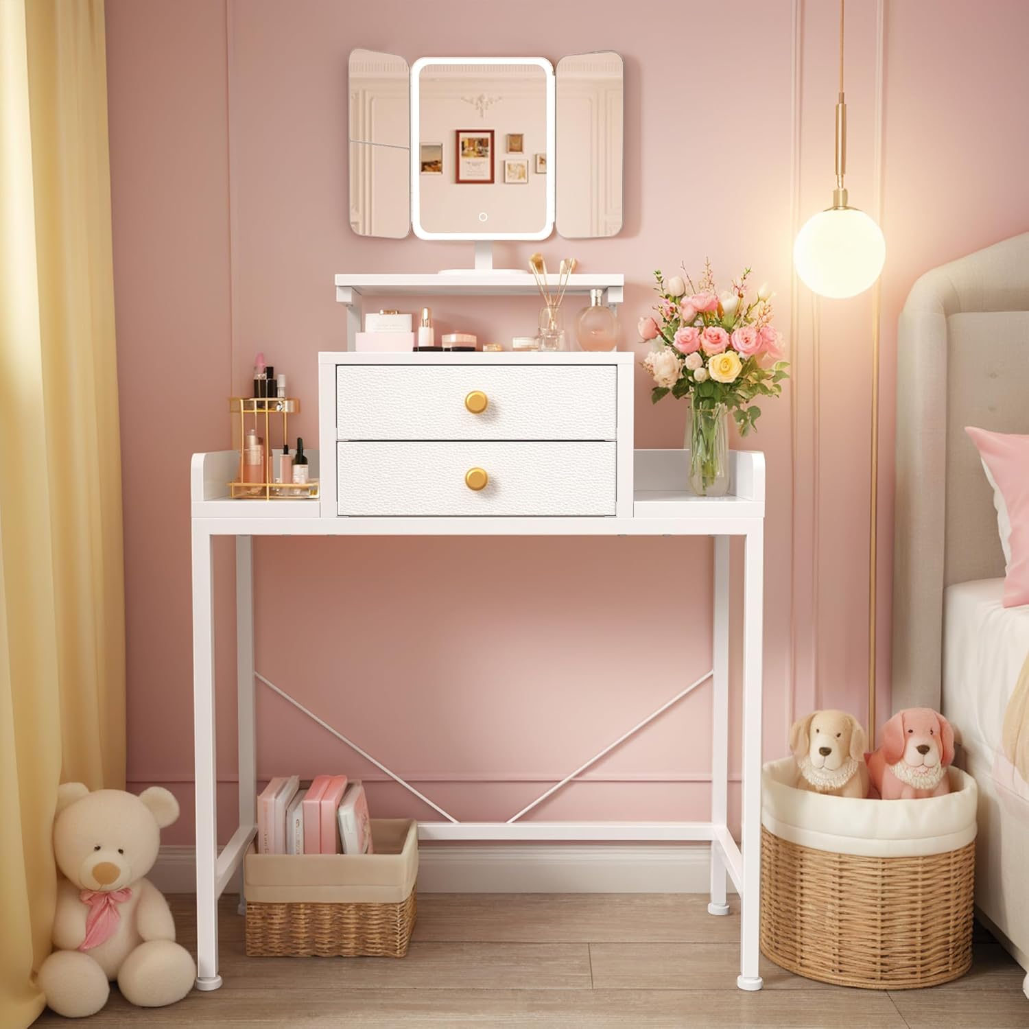 HIGDBFE Vanity with Mirror, Vanity Desk Makeup Vanity Table