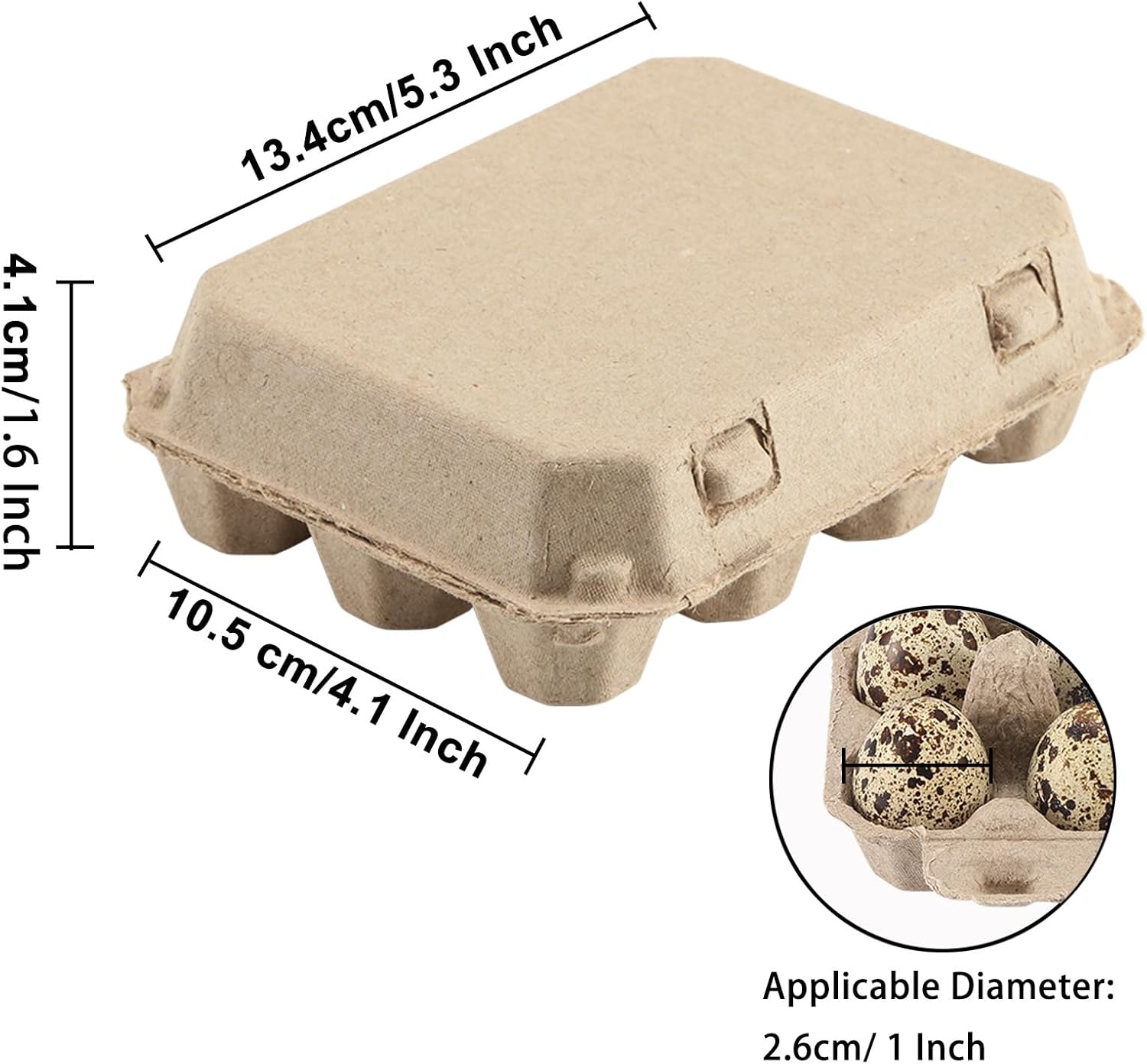 30 Pcs Quail Egg Cartons, Dozen Egg Box, 3x4 Blank Natural Color Pulp Paper Eggs Container, Egg Holder Reusable for 12 Count Quail Egg Carton Storage Strong Tray for Refrigerator