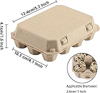 Vista 6 de 30 cajas de huevos de codorniz, caja de docena de huevos, contenedor de papel de pulpa de color natural en blanco de 3 x 4 pulgadas, soporte