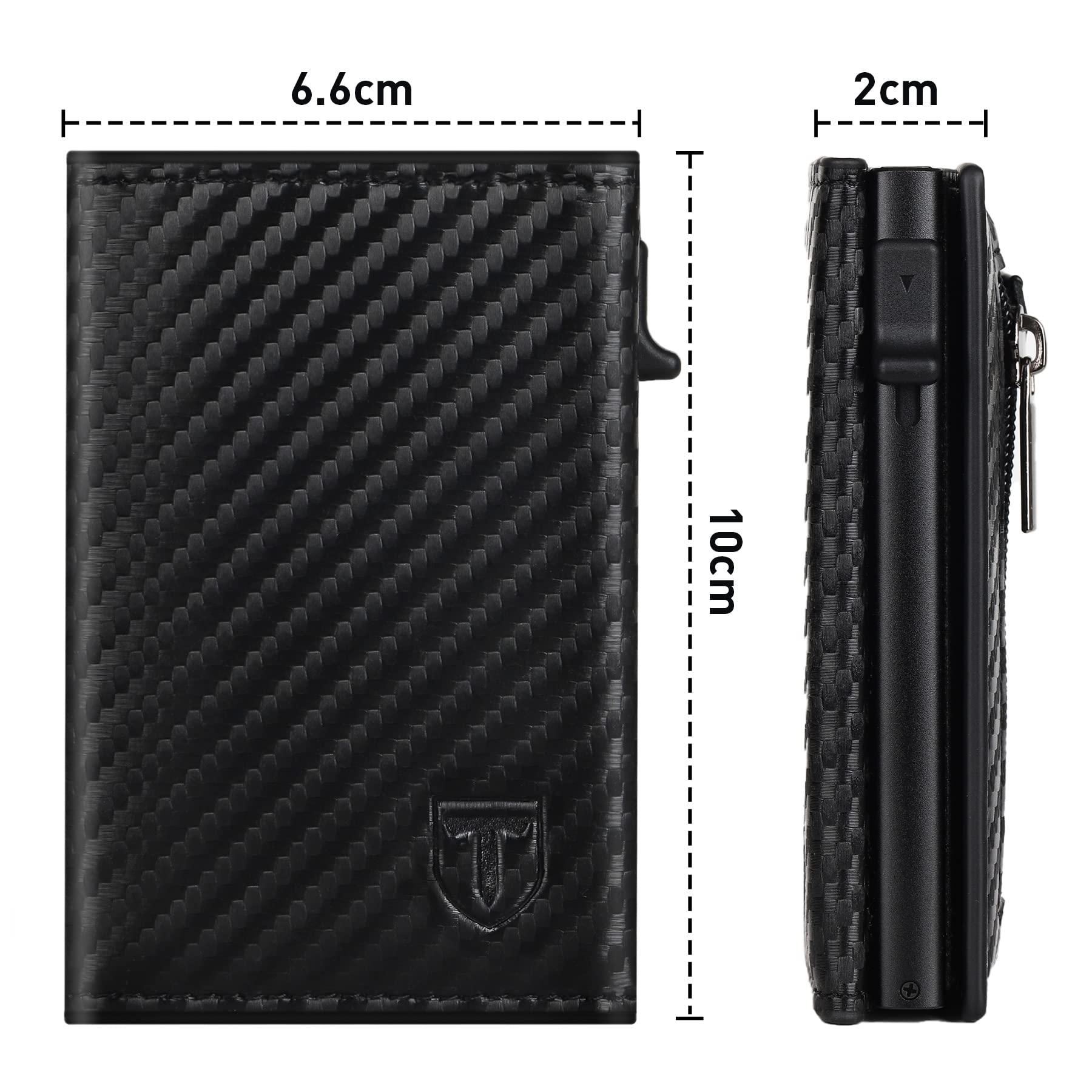 Portefeuille Homme en Fibre de Carbone, Magnétique Porte Carte avec Blocage RFID, Porte Feuille pour Homme avec Compartiment à Billets & Monnaie, Porte-Cartes de Crédit Bancaire (Noir)