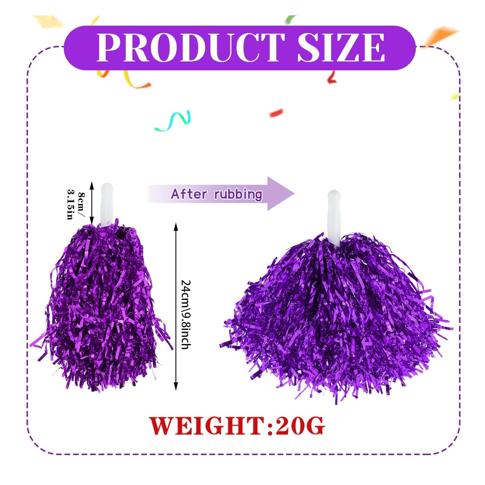 Lot de 12 à 200 pompons de pom-pom girl avec poignée de 20 g pour décoration de fête, club, sport pour adultes et enfants (noir doré, 48 pièces)