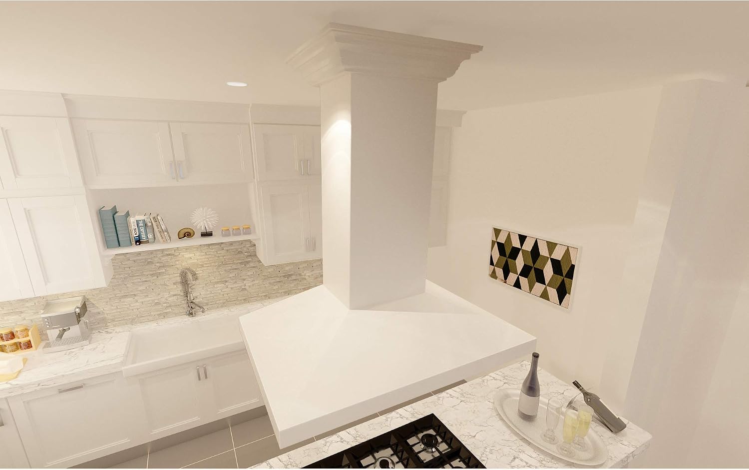ZLINE 30 in. Wooden Island Mount Range Hood in White - Includes Motor