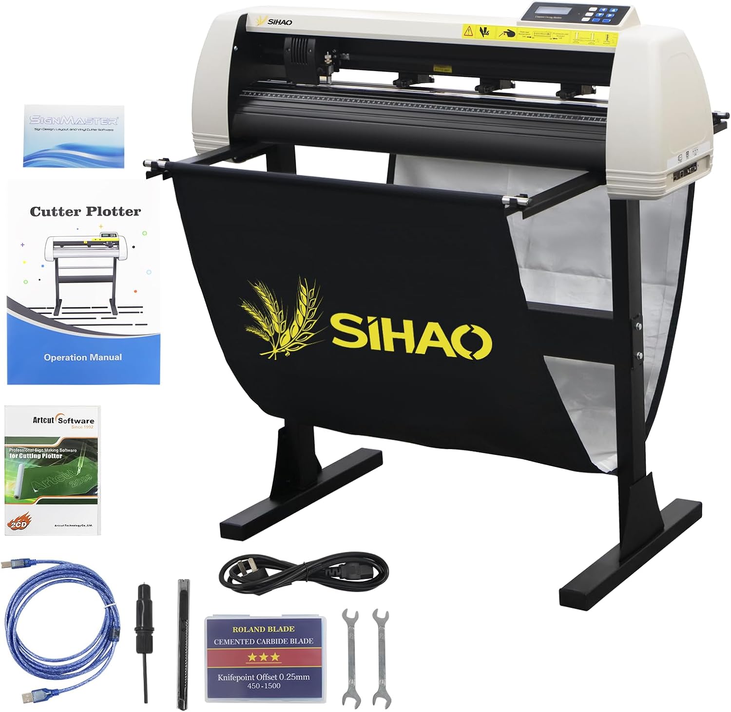 ZHIMAI Vinyl Cutter Machine, Cutting Plotter Machine with Snap-on Cloth Bag & COM/USB, Vinyl Printer LCD Display Plotter Cutter with Floor Stand for Design,Cut (28.5in/720mm)