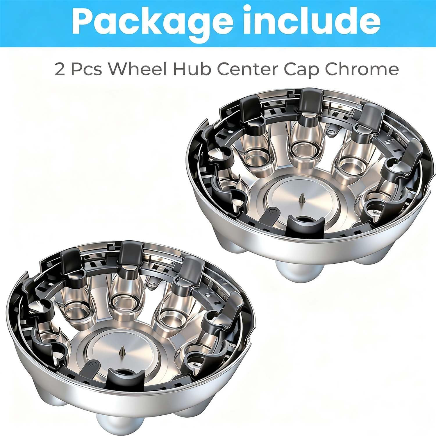 2PCS Wheel Hub Center Cap Chrome Compatible with Dodge Ram 2500 3500 2003-2013 Replace 52121450AA 52121450AD