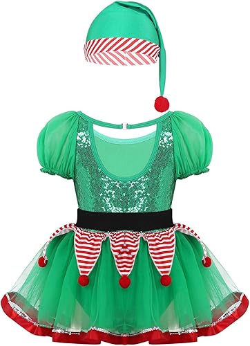 Miniatura 2 de Disfraz verde de elfo de Navidad para niños, vestido de Papá Noel con sombrero, disfraz de Navidad, cosplay, fiesta, festival