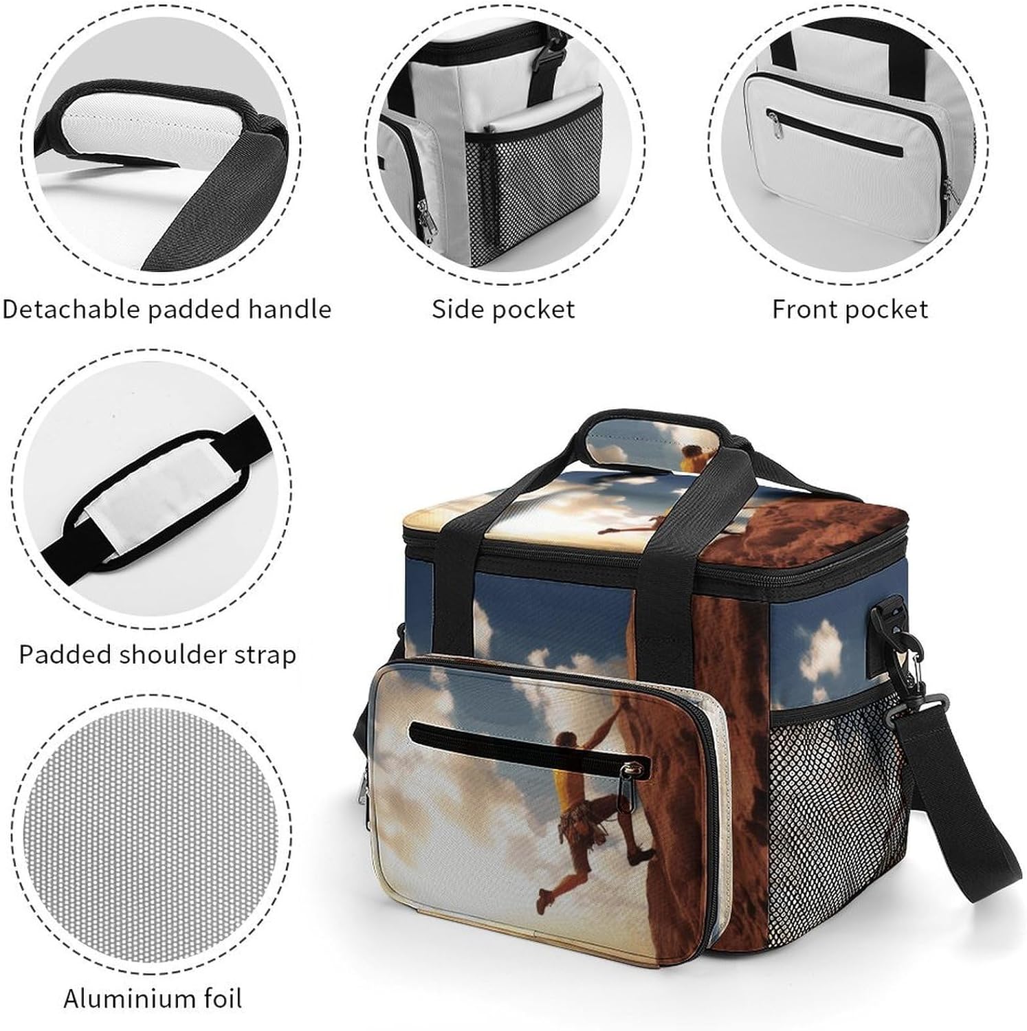 Rock Climbing Sports Cooler Bags Portable Soft Cooler Bag Lightweight Ice Chest Insulated Lunch Bags Camping Cooler Bag Cooler Lunch Tote Coolers for Picnic Travel Beach