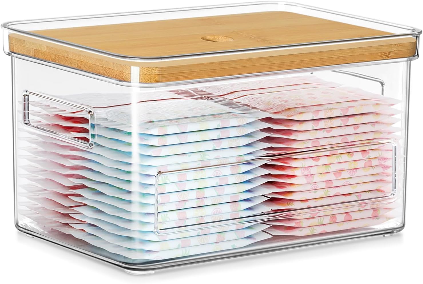 Toilet Paper Holder Pad and Tampon Organizer Storage with Bamboo Lid, Tissue Holder Bathroom Storage and Organization