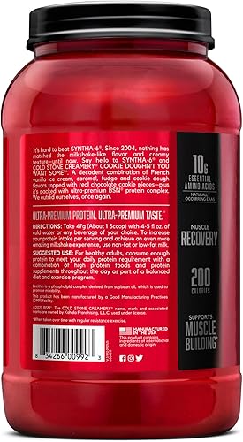 Miniatura 127 de BSN SYNTHA-6 - Proteína de suero en polvo con caseína micelar, proteína de leche de chocolate en polvo, Batido de chocolate, 97 porciones