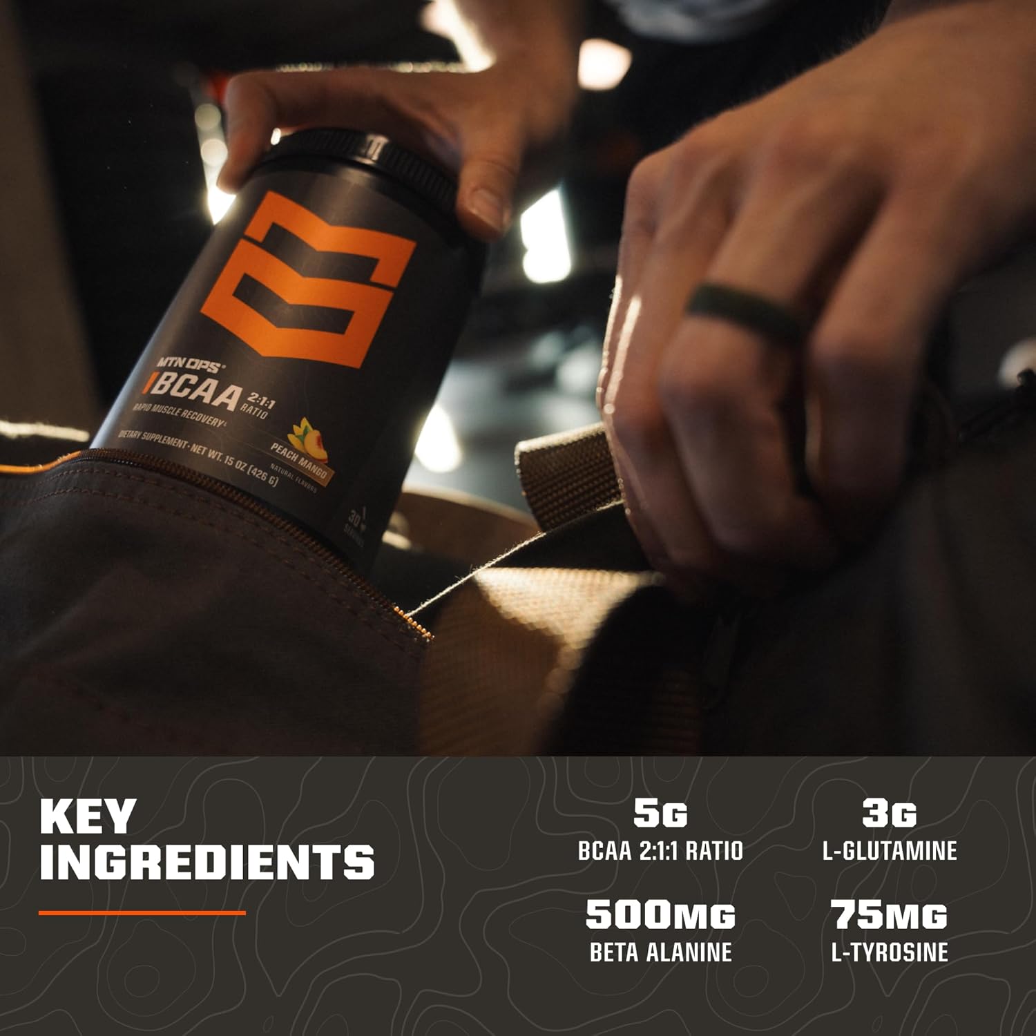 MTN OPS BCAA Powder 2:1:1 Amino Acids Supplement Powder for Rapid Muscle Recovery & Repair with Zero Sugar & Gluten Free - 30 Servings, Grape