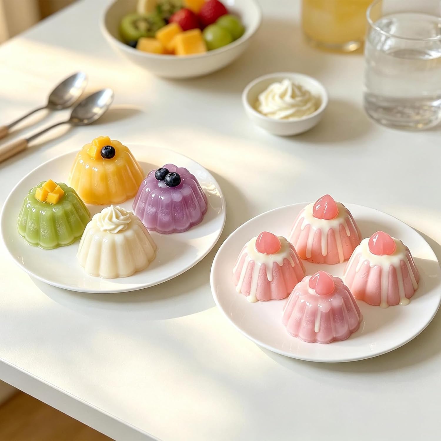 Silicone Flower Jello Mold 6-Cavity Fluted Mini Muffin Baking Pan