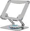 SOUNDANCE Laptop Stand with 360° Rotating Base, Ergonomic Computer Riser for Desk, Adjutable Height Muti-Angle, Foldable Laptop Mount, Stable Metal Holder Support 10-15.6