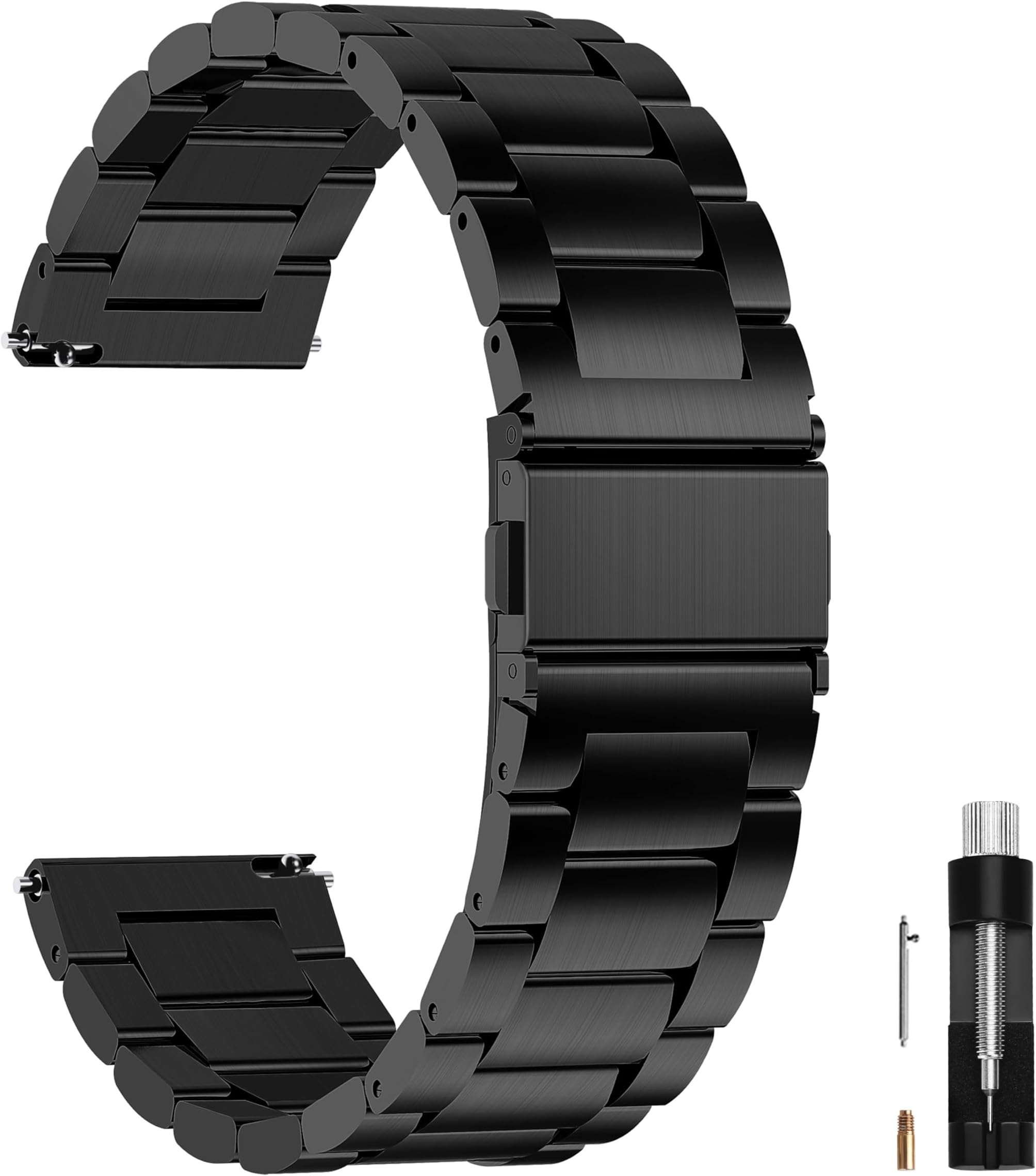 Fullmosa 22mm Quick Release Watch Straps for Samsung Galaxy Watch 3 45mm/Huawei GT3/GT 2 46mm, Stainless Steel Watch Band for Fossil Gen 6/Amazfit GTR 47mm/One Plus(46mm)/Noise Colorfit - Black