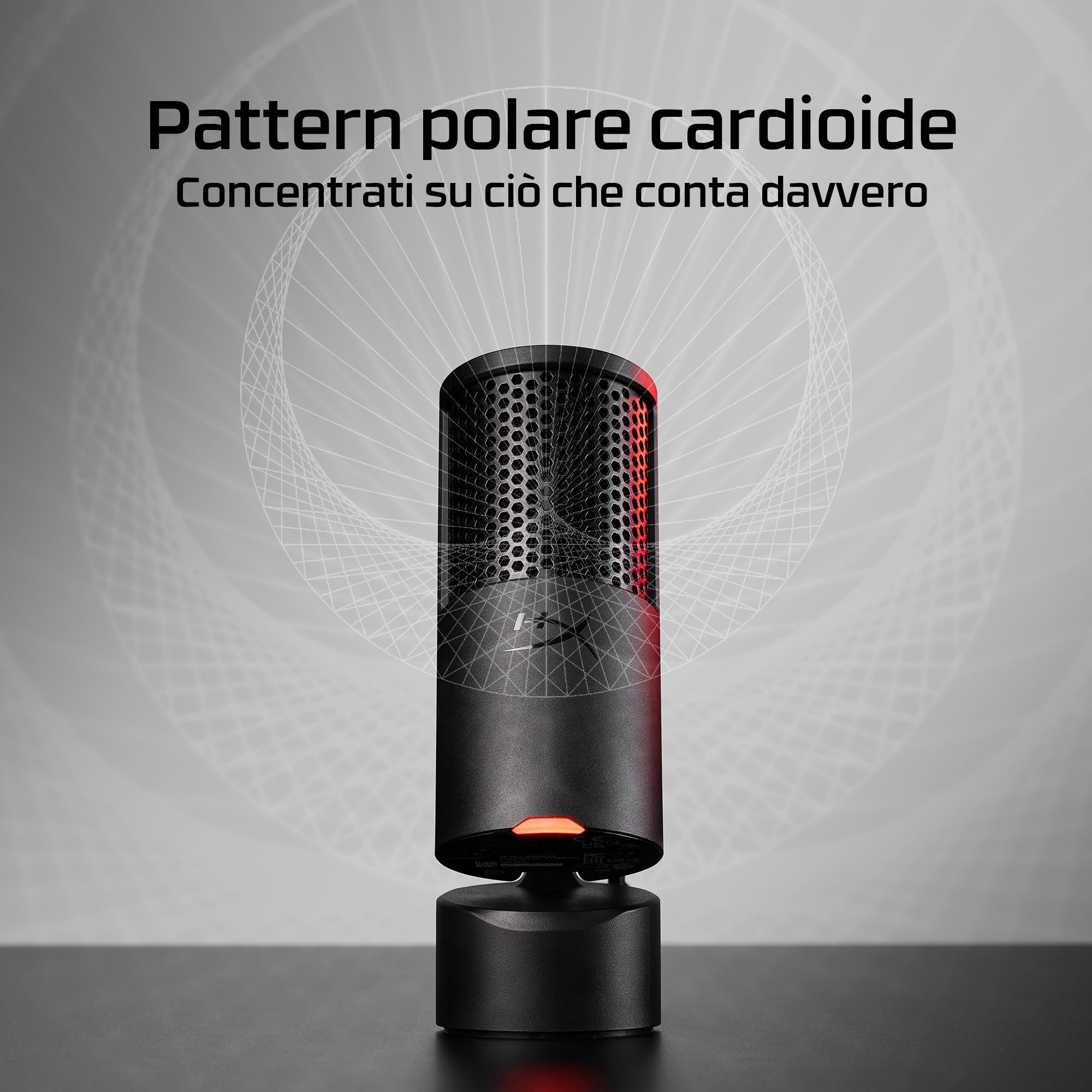 HyperX SoloCast 2, Microfono Usb-C Condensatore per Gaming, Streaming, Podcast, Compatibile Con Pc, Mac e Bracci Filettati, Controllo Con Software Ngenuity, Plug-and-Play, Audio Chiaro, Nero