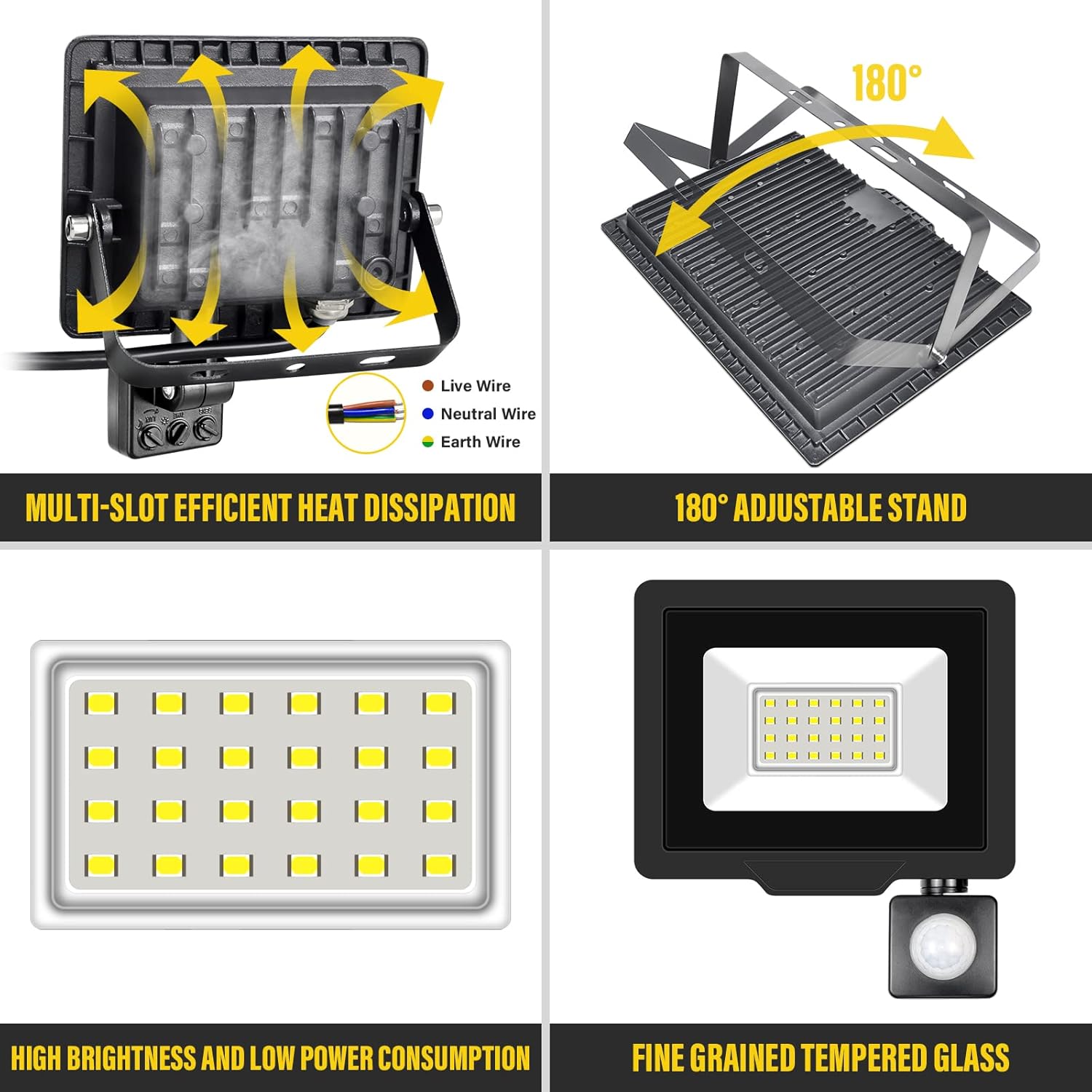 Willpower LED Floodlight Outdoor with Motion Sensor LED Security Lights 20W 2000lm IP66 Waterproof PIR Lights Daylight White 6500K Wall Light for Garden Backyard Garage Doorway Court Patio Lawn