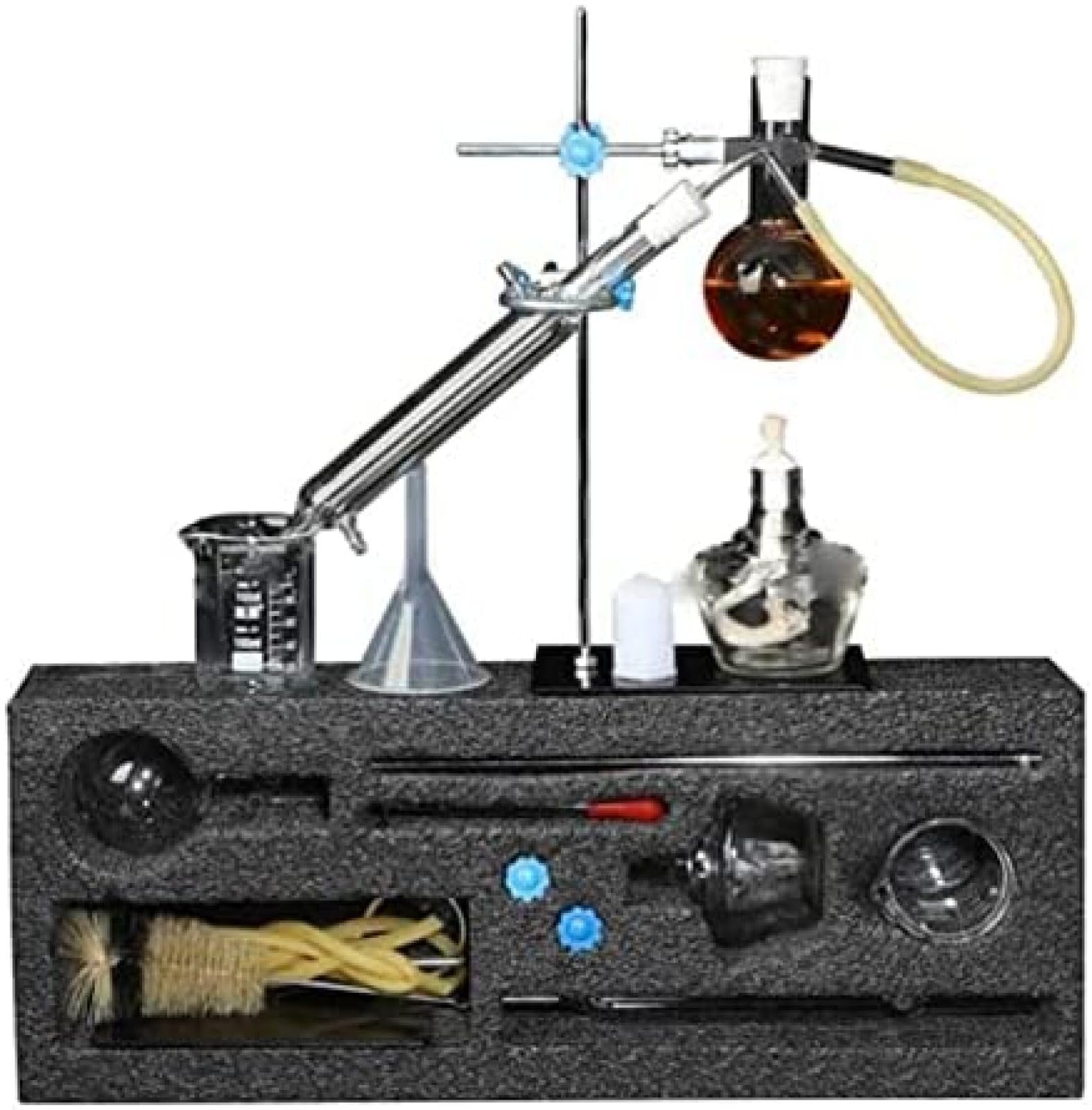 Zestaw urządzeń do destylacji, destylator do oczyszczania gospodarstw domowych, szkło laboratoryjne i sprzęt do eksperymentów chemicznych, pojemność 250 ml