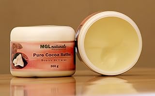 Raw Cocoa Butter, whipped, unrefined. Moisturizing and nourishing body butter for gorgeous skin. Use as cream for stretch marks, tattoo care, dry skin, feet and hands. From Ghana,11 oz / 300g