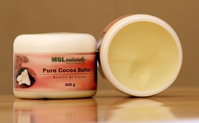 MGL Naturals Manteiga corporal de cacau crua, batida e não refinada, 300 g