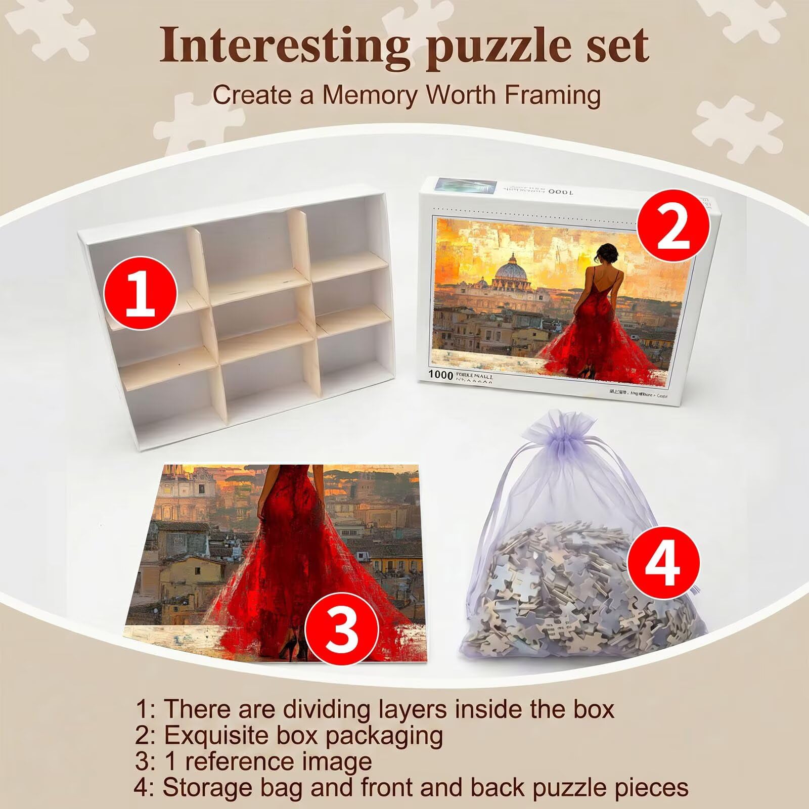 Bellezza Città Puzzle 1000 Pezzi per Adulti, Puzzle in Legno - Collezione Classica con Poster Incluso - Sfida di Concentrazione e Passatempo Antistress, Gioco Educativo per Famiglia, 75 x 50 cm f0-741