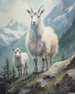 FUKVHIL Paint by Number for Adults, Mountain Goats, Adult Crafts Paint by Numbers, DIY Handmade Gifts 40x50cm No Frame