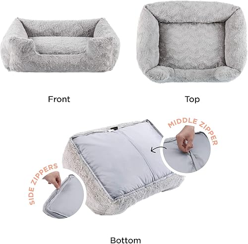 Miniatura 4 de Best Friends by Sheri Lux Lounge Bed - Cama calmante de piel sintética para perro, gris, grande, 36 x 27 pulgadas
