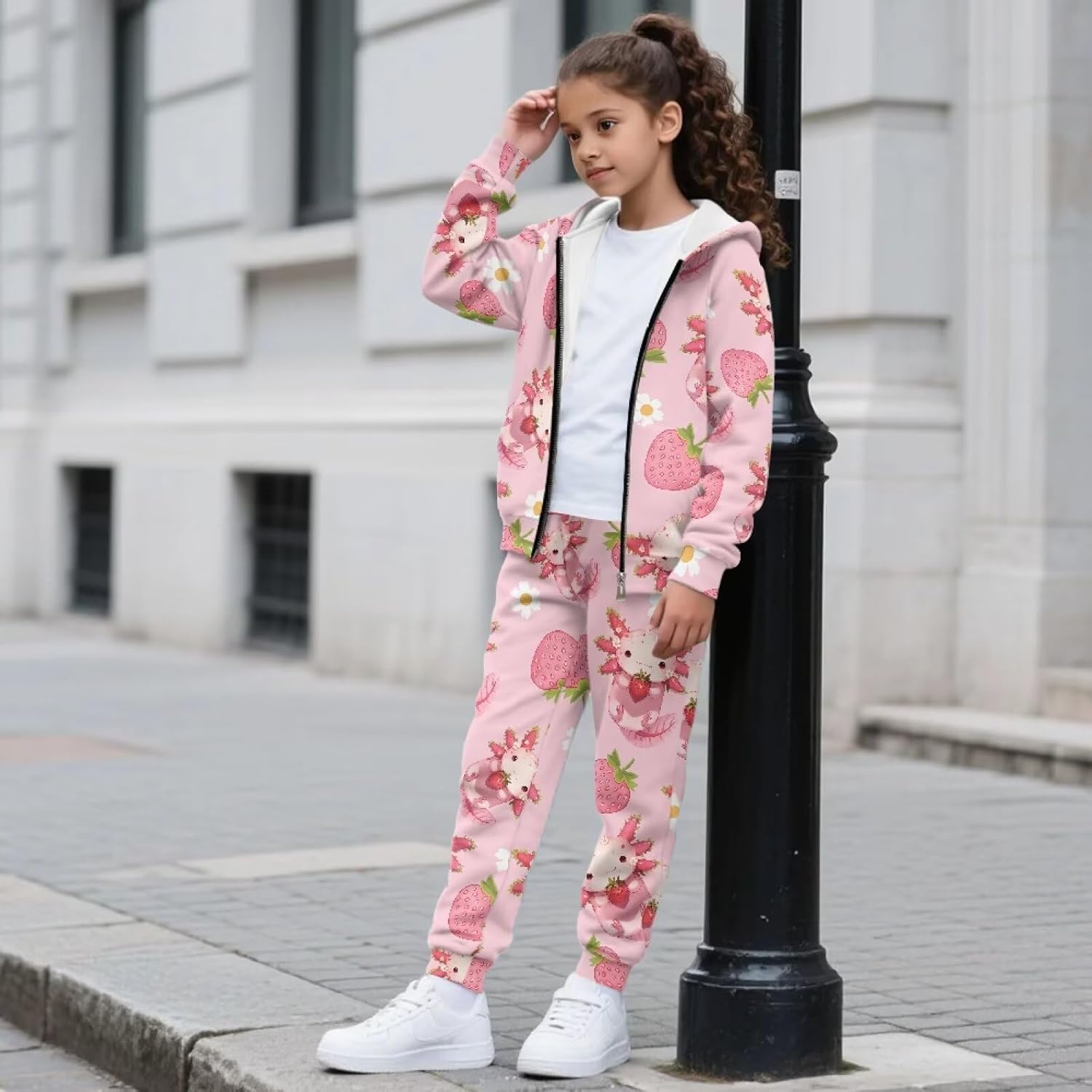 Girls Boys Casual 2 Piece Set Long Sleeve Zipper Sweatshirts and Sweatpants Set Fall Winter Tracksuit for 6-15T