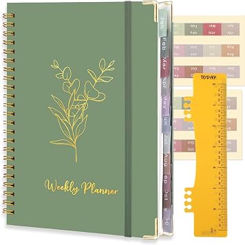 Undated Weekly Planner A5, Hardcover Notebook With 24 Monthly Tabs