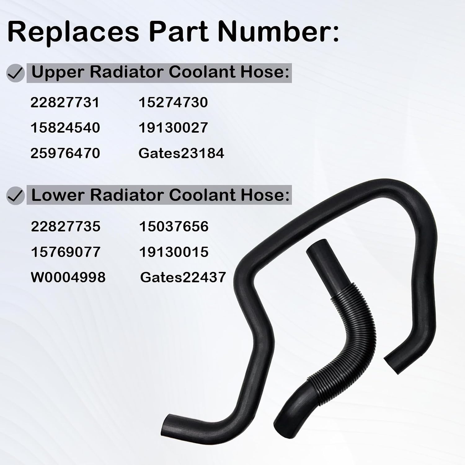 Engine Upper and Lower Radiator Coolant Hose Compatible with Cadillac Escalade Chevy Avalanche Silverado Suburban Tahoe GMC Sierra Yukon Replace 22827731 22827735