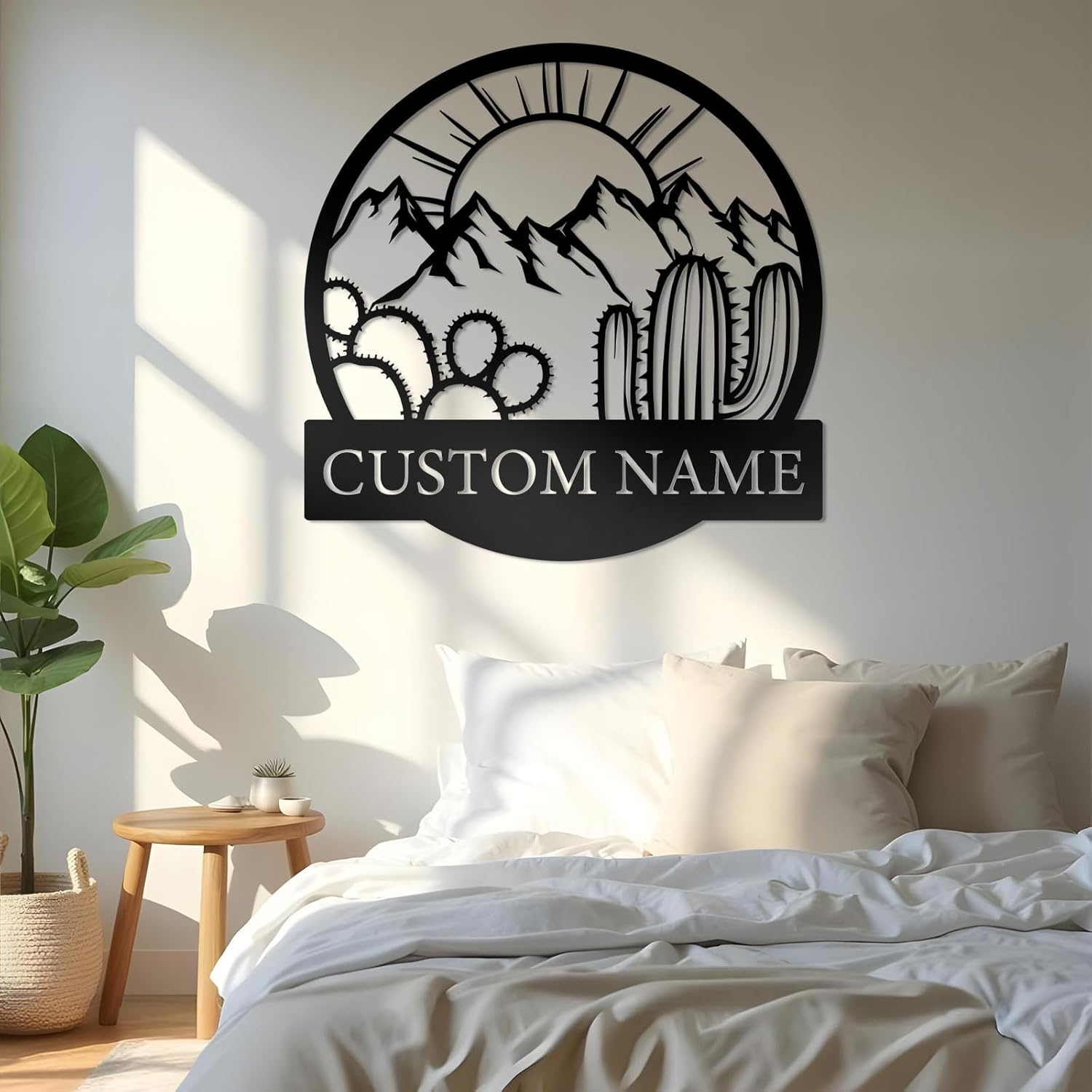 KAINSY Custom Cactus Metal Sign | Personalized Monogram Outdoor Metal Sign | Metal Family Name Sign | Cactus Lovers Gifts | Desert Wall Art | Western House Decor | Housewarming Gifts | Wedding Gifts
