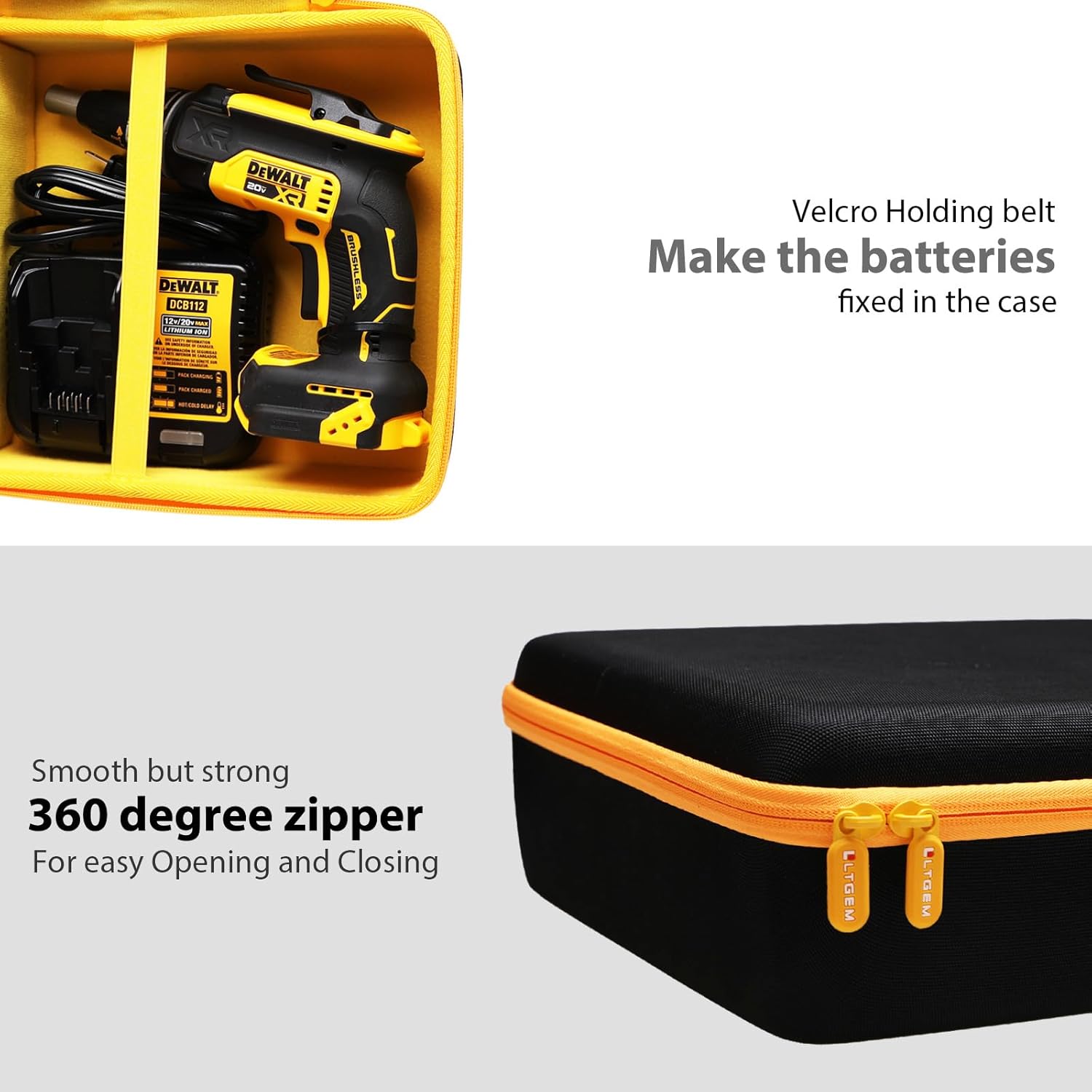 LTGEM Case Compatible with DCF630B/DCF6202/DCF622B 20V Max Drywall Screwgun(Inside: 12.2"x9"x3.5), Case Only