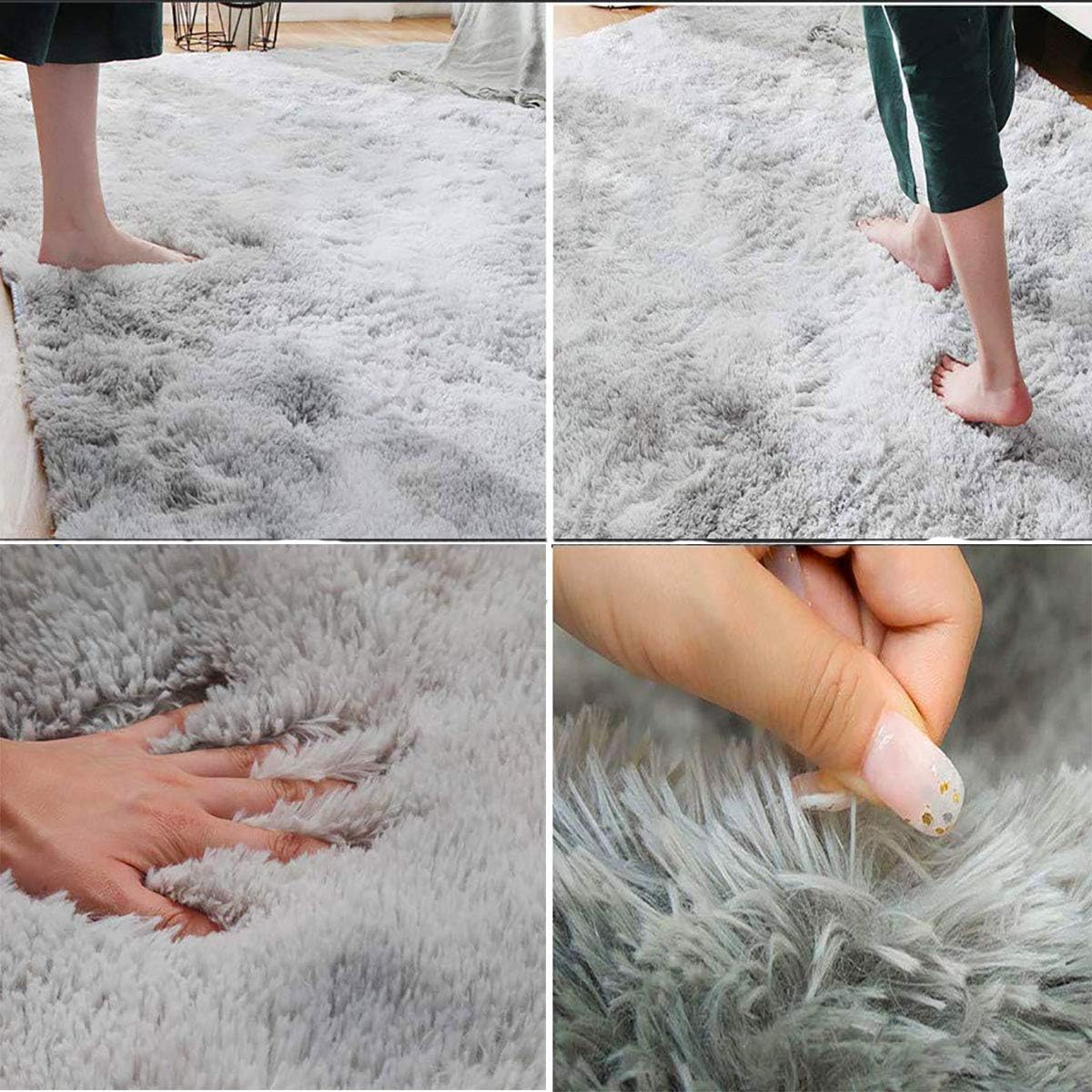 Leesentec Round Rugs Bedroom Carpets Shaggy Rug Fluffy Soft Area Rug Area Rugs for Kids Room Living Room Rugs Deep-Pile Rug Anti Slip Soft Carpet ((160cm - Image 3