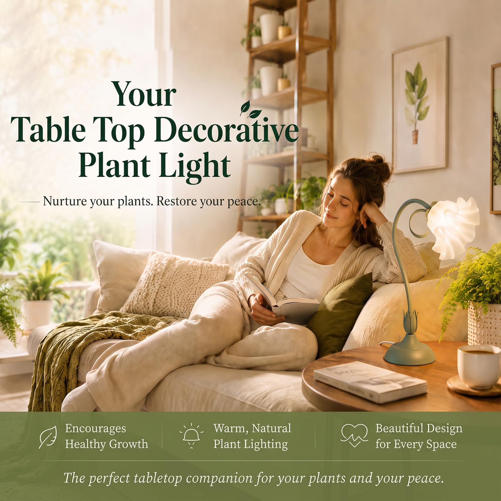 Luz de cultivo de mesa para plantas de interior, luz decorativa de escritorio para suculentas, cactus bonsái, luces de cultivo de escritorio ajustables con base, bonita lámpara de cultivo de oficina