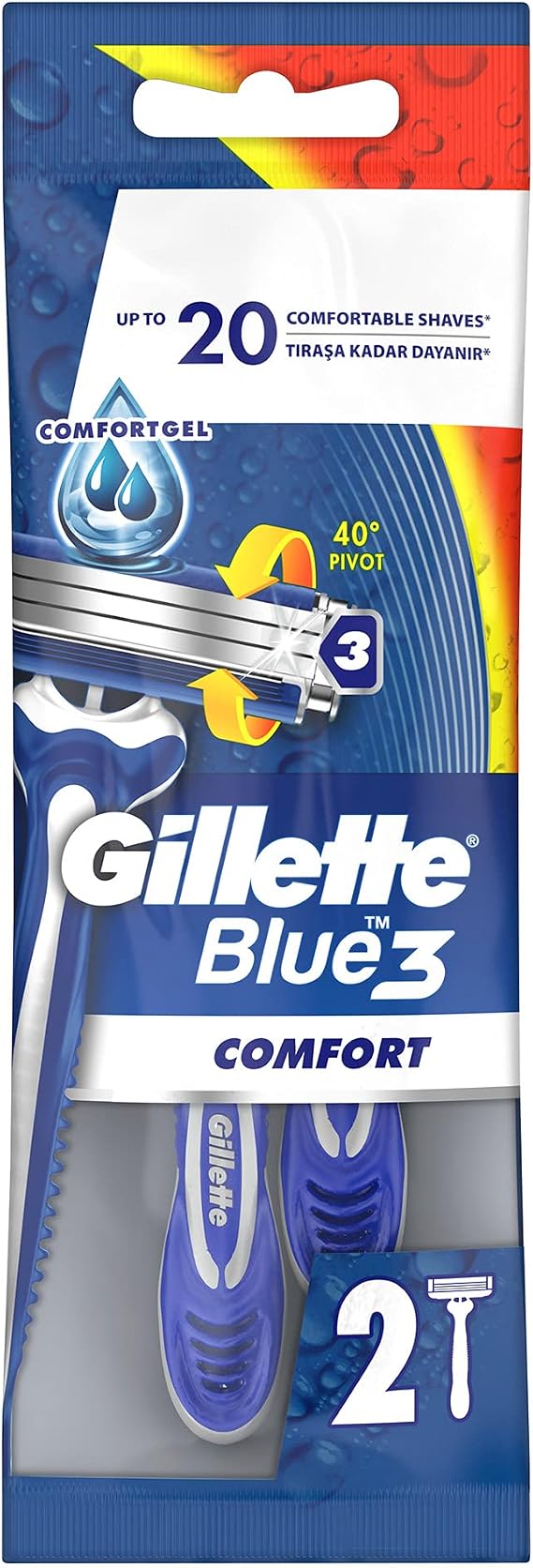 Gillette Blue3 Comfort Use Horse Razor 2 Pieces