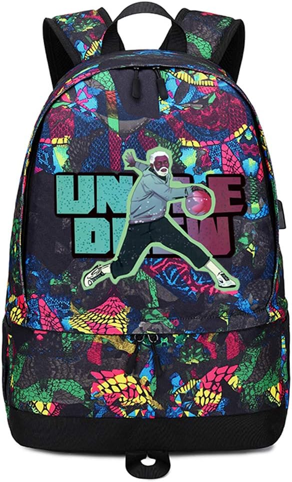 Basketball I-rving Ball Storage Backpack Sports Equipment Depositary Multifunctional Bag For Men Women (Red Pattern 4)