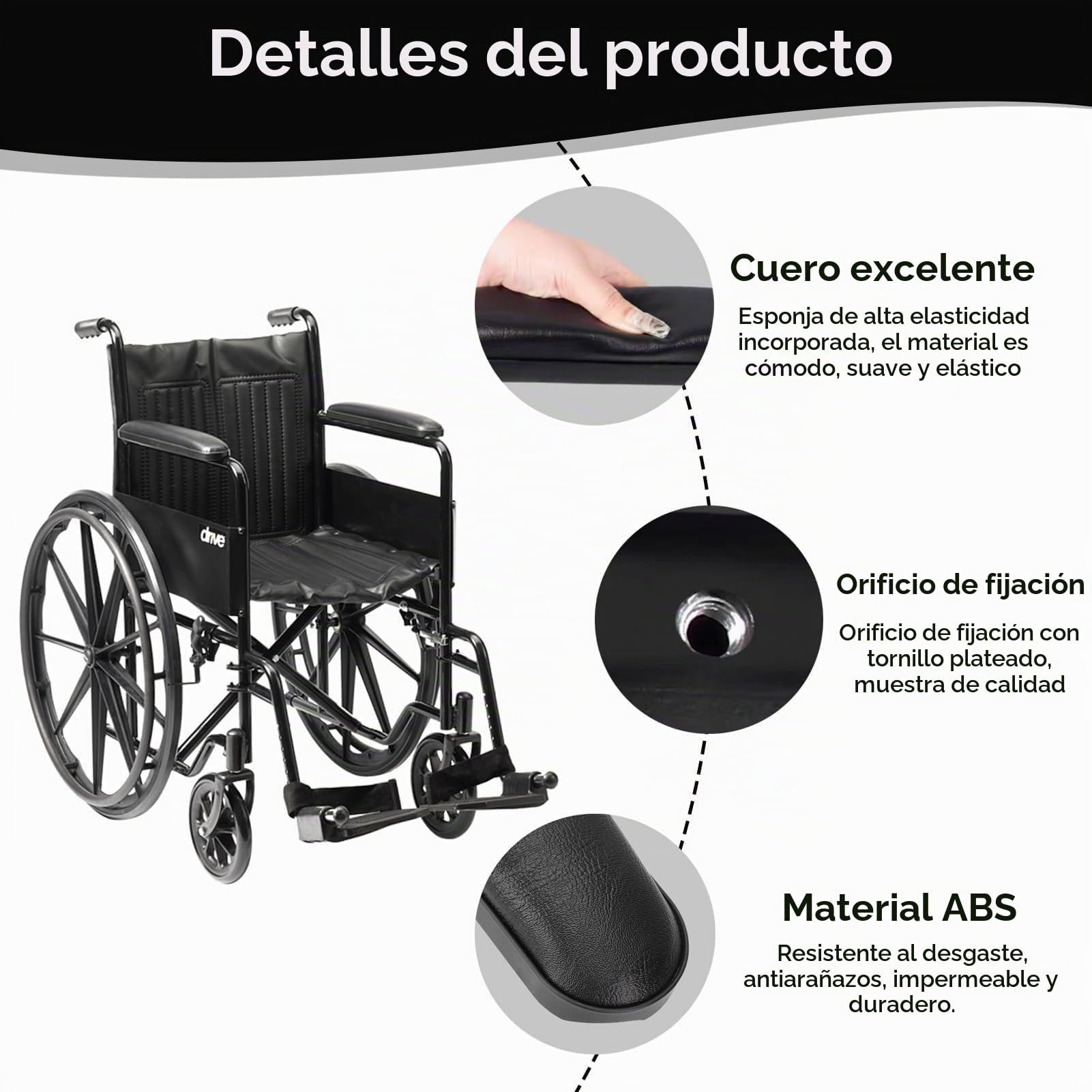 Funda para Reposabrazos De Silla De Ruedas, 2 Uds 26x5,5cm Funda Acolchada Universal Reposabrazos De Cuero PU Almohadillas Acolchadas cómodas reposabrazos de sillas de Ruedas para Niños Adultos