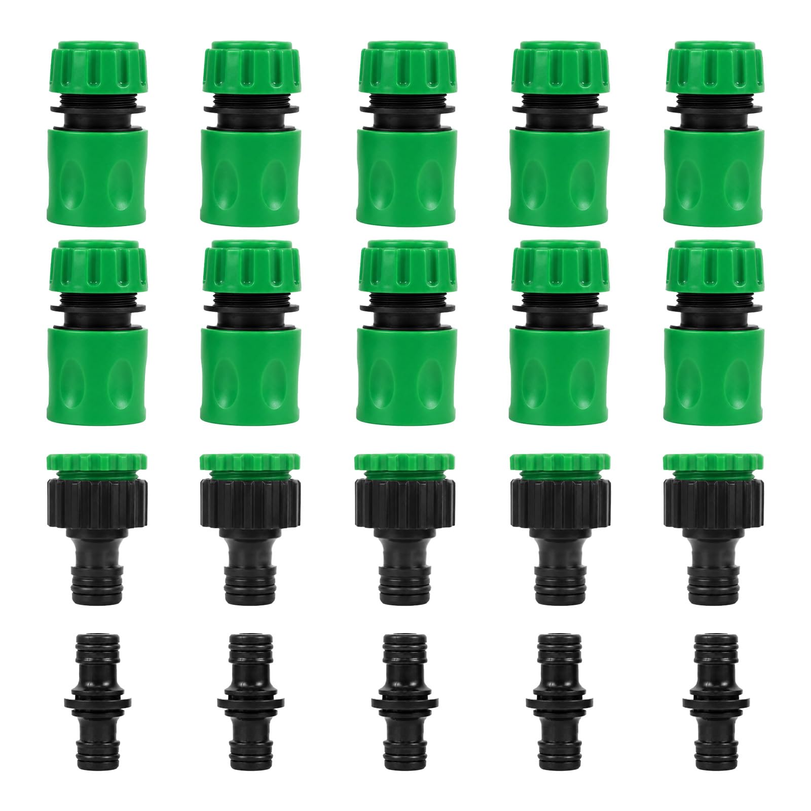 20PCS Garden Hose Connectors Fittings Set, Hose End Quick Connector Double Male Snap Connector Hose Tap Connectors HosePipe Tap Fitting 1/2 Inch and 3/4 Inch Size 2-in-1