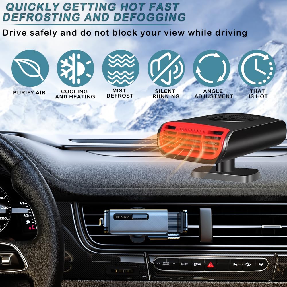 Chauffage De Voiture, 12 V 150 W 2 En 1 Chauffage Voiture Et Refroidissement Degivreur De Desembueu Voiture Chauffage Rapide Portable Ventilateur Chauffage Voiture Pare Brise Rotatif A 360 91805947