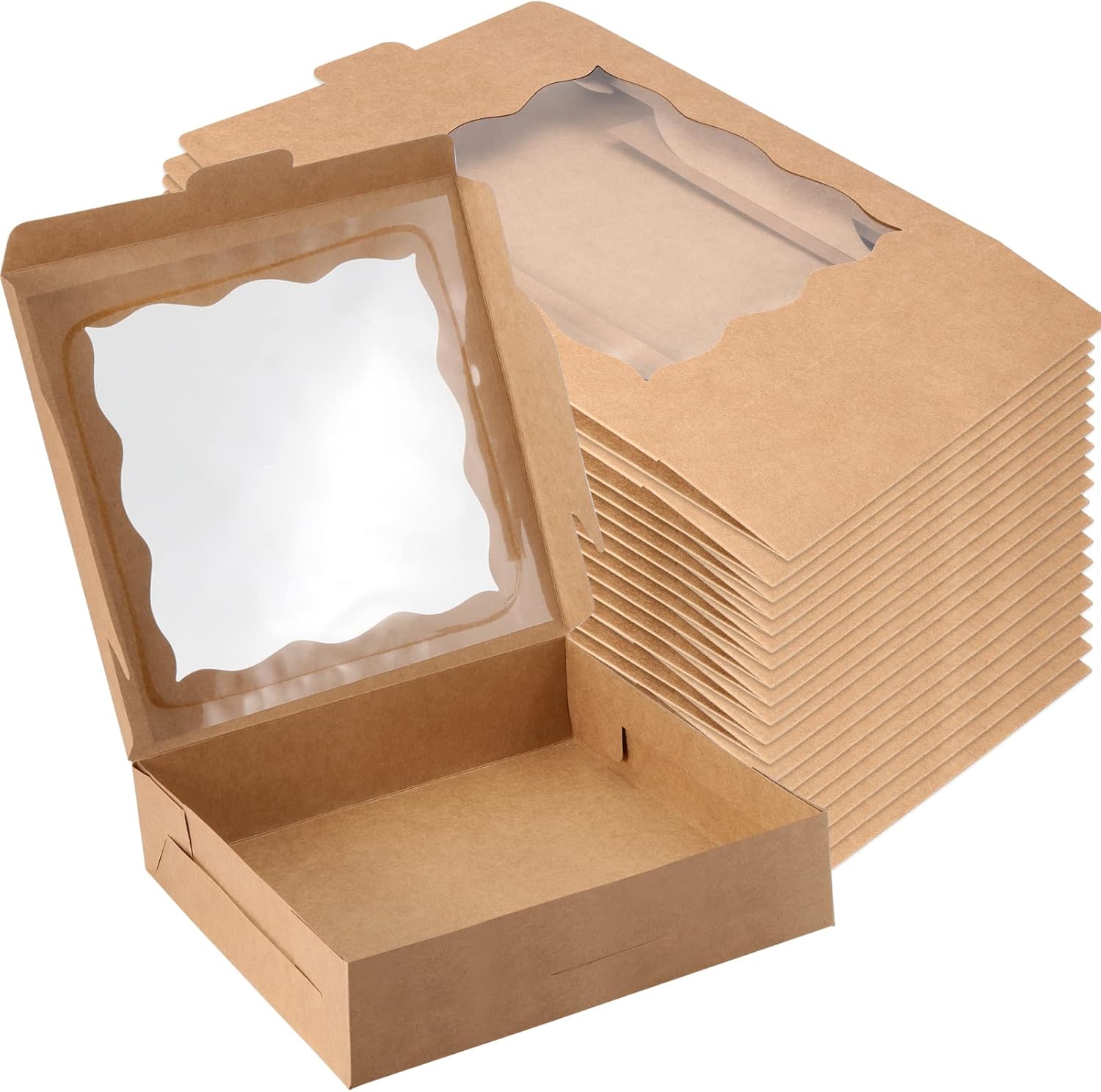 MUKCHAP 30 PCS 10x10x2.5 Inch Kraft Bakery Boxes, Brown Cookie Pie Box