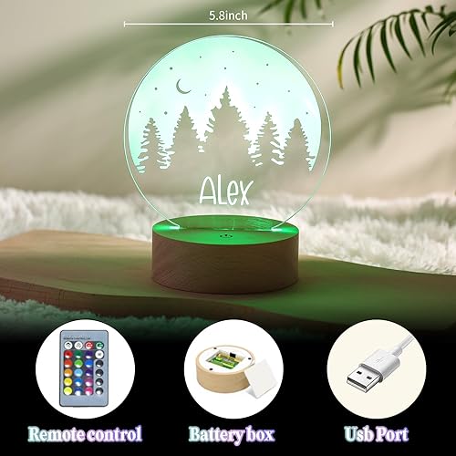 Miniatura 6 de Burst Bird Luz nocturna personalizada con nombre de regalo para bebés, decoración de guardería con luz nocturna de guardería del bosque, incluye
